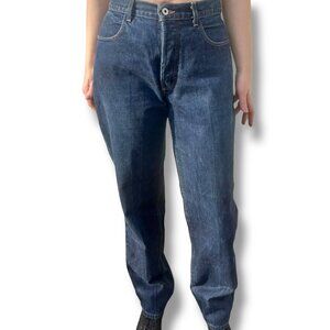 Vintage Express Bleus Dark Wash Mom Jeans high rise long 90s denim